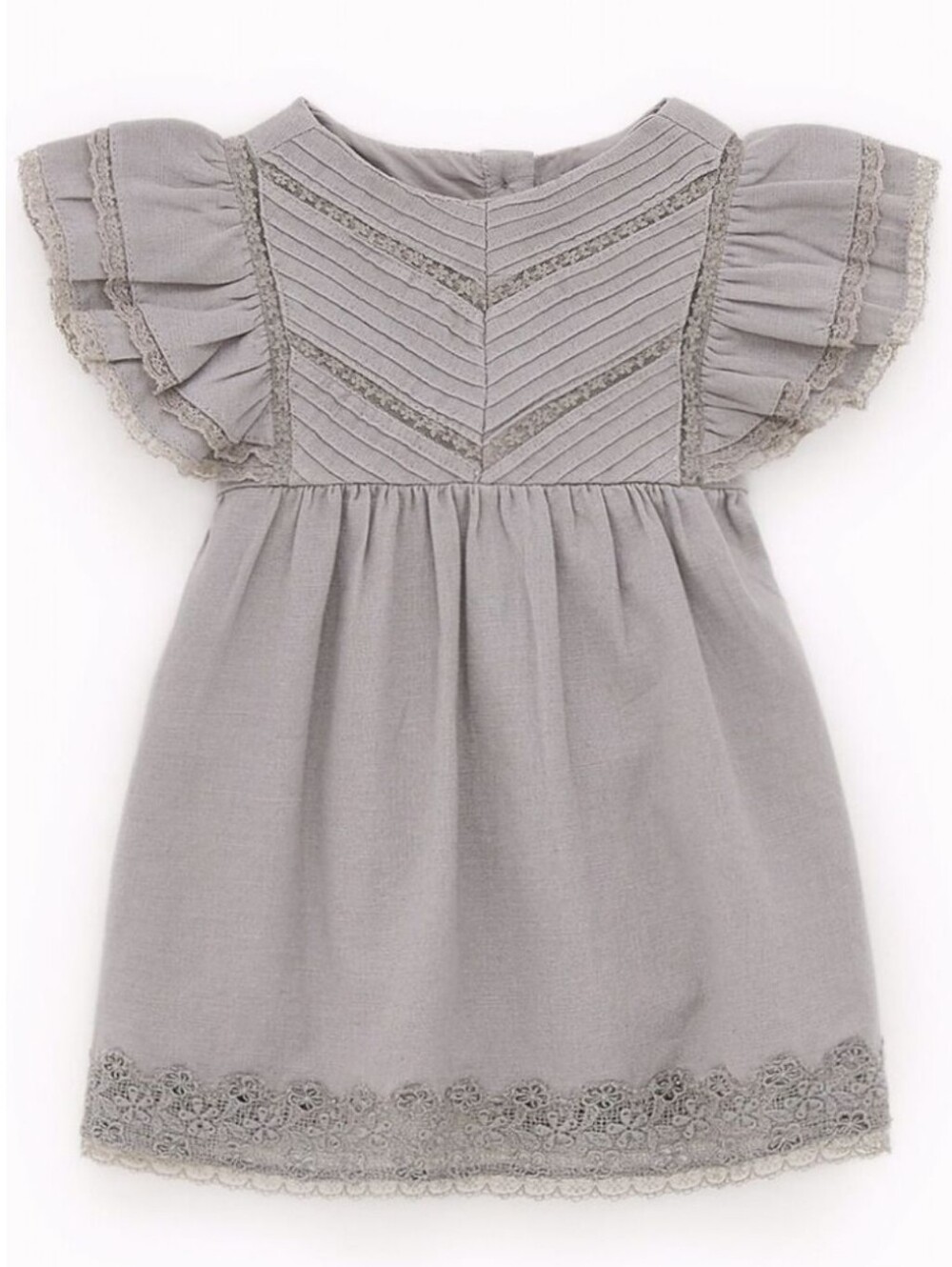 Zara Baby Girl lace-trim flutter-sleeve rustic dress